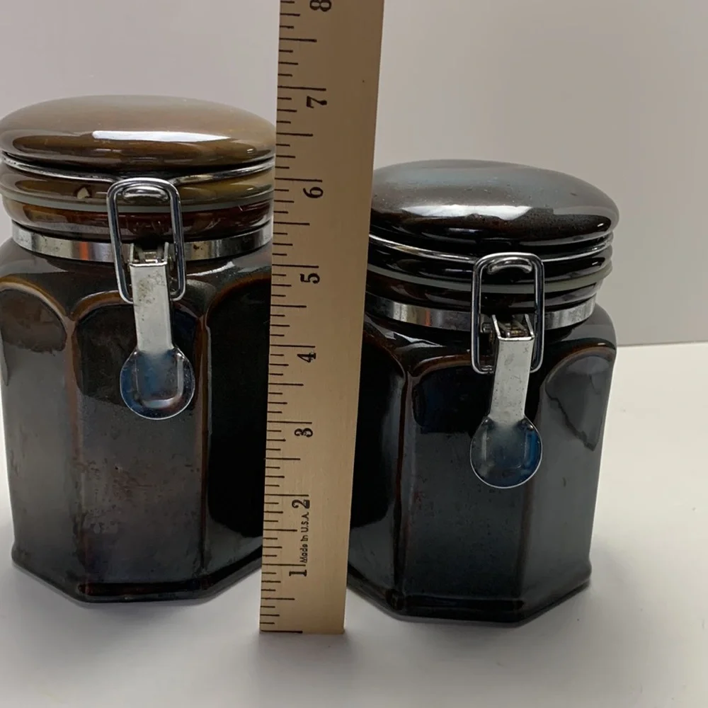Lot of 2 Pier 1 Imports Ceramic Glazed Canisters